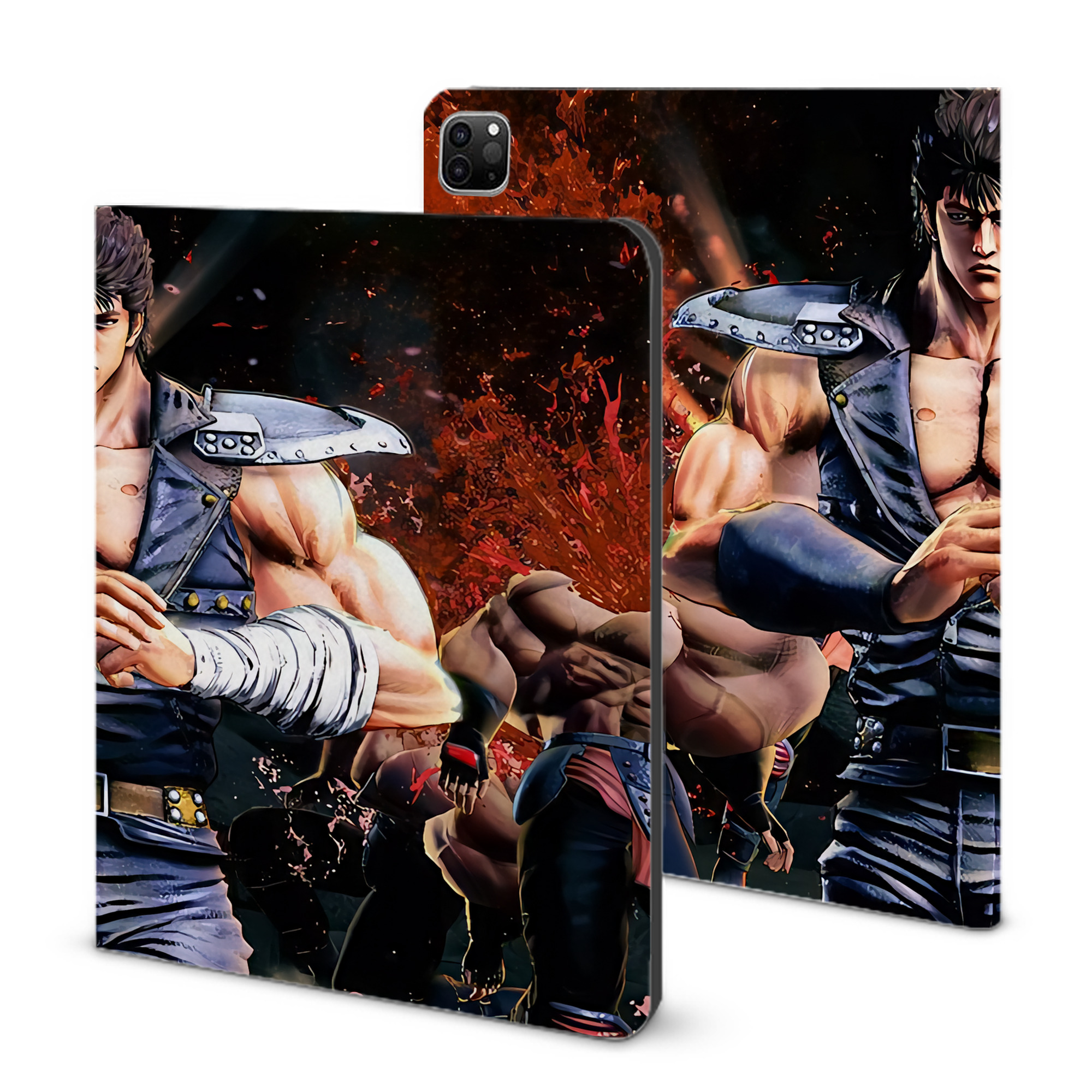 （画像用） 北斗の拳 Fist of the North Star IPad ケース ブック型 PUレザー TPU 耐衝撃 軽量 薄型 ペン収納なし 全面保護 IPad 各モデル対応